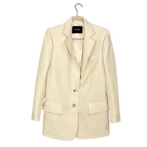 Retrofete Cream Blazer dress with Tailored Fit and Notched Lapels